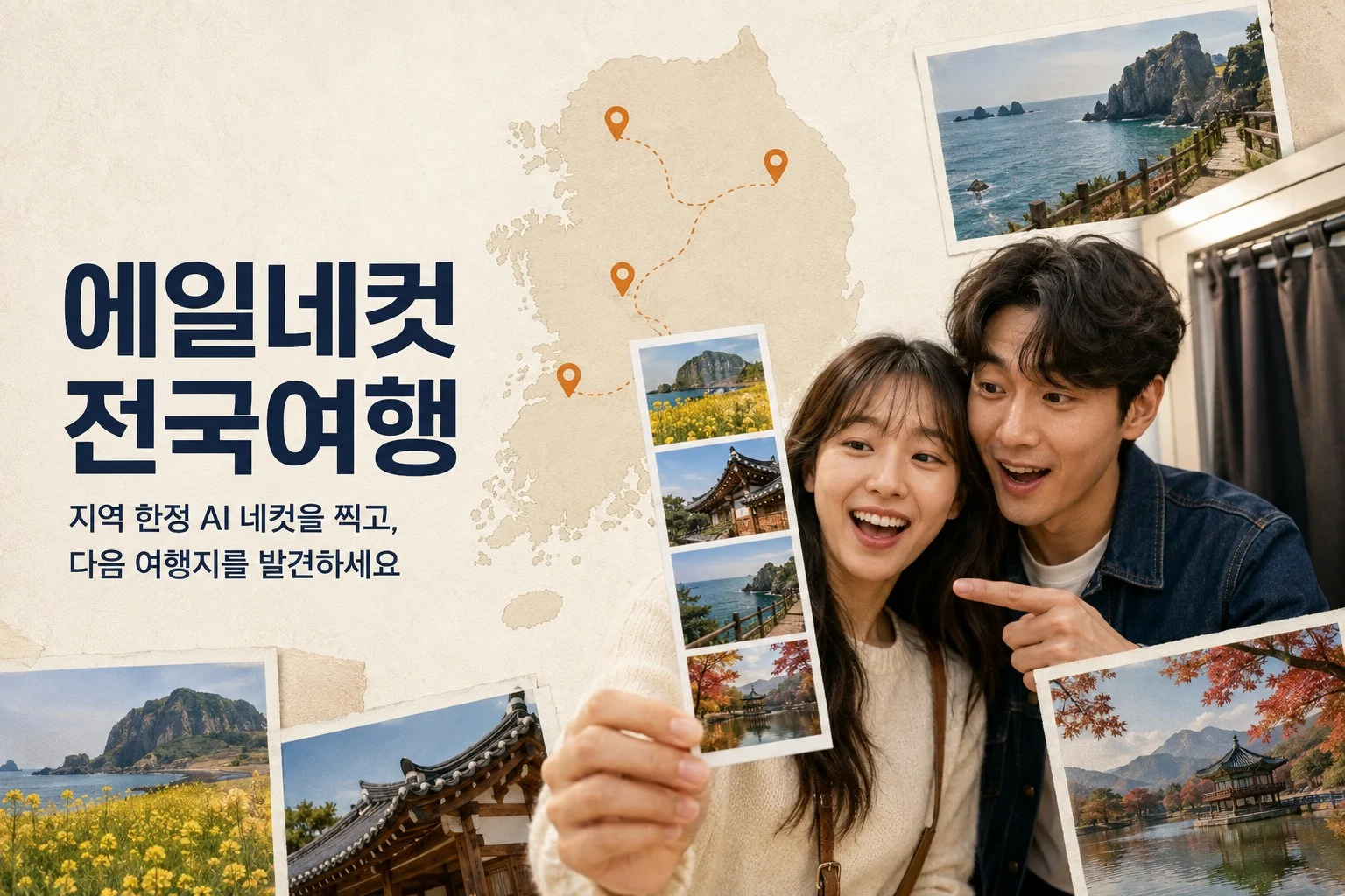 지역 한정 네컷으로 다음 여행지를 발견하는 전국여행 서비스 콘셉트 시안
